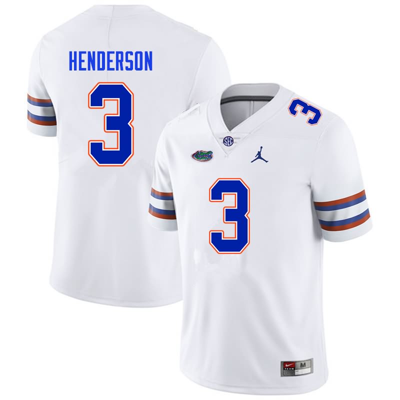 NCAA Florida Gators Xzavier Henderson Men's #3 Nike White Stitched Authentic College Football Jersey BXN7364CZ